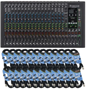 Mackie Onyx24 24-channel Analog Mixer, (24) XLR 15ft Cables Bundle Mackie Onyx24 24-channel Analog Mixer, (24) XLR 15ft Cables Bundle