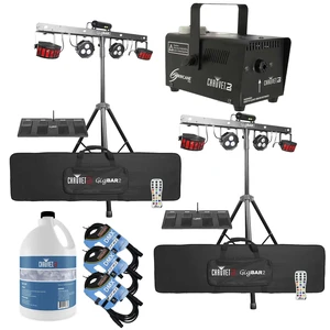 (2) Chauvet DJ GigBAR 2 All-In-One Lighting System, Chauvet H700, (3) DMX Cables, Gallon Fog Liquid Bundle (2) Chauvet DJ GigBAR 2 All-In-One Lighting System, Chauvet H700, (3) DMX Cables, Gallon Fog Liquid Bundle