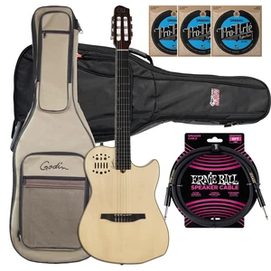 Godin (004690) MultiAc Nylon SA Electric Guitar, Gator 4G Series, (3) D'Addario EJ46, ErnieBall Cable Bundle Godin (004690) MultiAc Nylon SA Electric Guitar, Gator 4G Series, (3) D'Addario EJ46, ErnieBall Cable Bundle