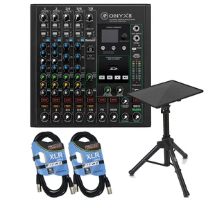 Mackie Onyx8 8-channel Mixer, Pyle PLPTS4 Stand, (2) XLR Cables Bundle Mackie Onyx8 8-channel Mixer, Pyle PLPTS4 Stand, (2) XLR Cables Bundle