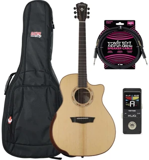 Washburn Comfort G25SCE Acoustic EG, Natural, Gator Gig Bag, ErnieBall Cable, KLIQ TinyTune Bundle Washburn Comfort G25SCE Acoustic EG, Natural, Gator Gig Bag, ErnieBall Cable, KLIQ TinyTune Bundle