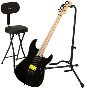 Charvel San Dimas Style 1 SL Sig Electric Guitar, Black, Gator Stand, Gator GFW-GTR-SEAT Bundle Charvel San Dimas Style 1 SL Sig Electric Guitar, Black, Gator Stand, Gator GFW-GTR-SEAT Bundle