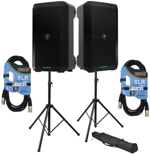 (2) Mackie Thump Go 8 Battery-Powered Loudspeaker, Speaker Stands, (2) XLR Cables Bundle (2) Mackie Thump Go 8 Battery-Powered Loudspeaker, Speaker Stands, (2) XLR Cables Bundle