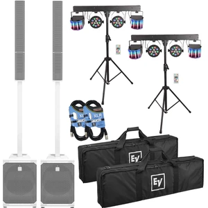(2) Electro-Voice Evolve 50M Powered Speaker - White (Top Cover Included), (2) Yuusei LED DJ Lighting Set, (2) XLR Cables Bundle (2) Electro-Voice Evolve 50M Powered Speaker - White (Top Cover Included), (2) Yuusei LED DJ Lighting Set, (2) XLR Cables Bundle