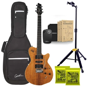 Godin (041497) xtSA Koa Electric Guitar, Natural, (2) Ernie Ball 2221 Cable, Hercules GS415B, D'Addario Humidikit Bundle Godin (041497) xtSA Koa Electric Guitar, Natural, (2) Ernie Ball 2221 Cable, Hercules GS415B, D'Addario Humidikit Bundle