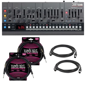 Roland Boutique JX-08 Synthesizer Module, (2) Ernie Ball 1/4 Cables, (2) Midi Cables Bundle Roland Boutique JX-08 Synthesizer Module, (2) Ernie Ball 1/4 Cables, (2) Midi Cables Bundle