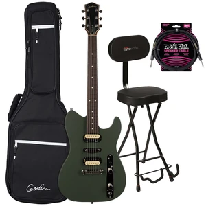 Godin (050406) Radium Electric Guitar Matte Green, Gator GFW-GTR-SEAT, ErnieBall Cable Bundle Godin (050406) Radium Electric Guitar Matte Green, Gator GFW-GTR-SEAT, ErnieBall Cable Bundle
