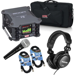 Zoom F6 6-Input / 14-Track Multitrack, (2) SV100 Mic, Tascam TH02, (2) XLR Cables, SD Card 32GB, Gator GK2110 Bundle Zoom F6 6-Input / 14-Track Multitrack, (2) SV100 Mic, Tascam TH02, (2) XLR Cables, SD Card 32GB, Gator GK2110 Bundle