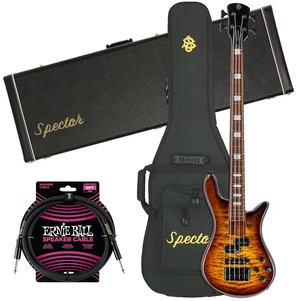 Spector EuroBolt 4 Bass Guitar Tobacco Sunburst Gloss, Spector NS Hardshell Case, ErnieBall Cable Bundle Spector EuroBolt 4 Bass Guitar Tobacco Sunburst Gloss, Spector NS Hardshell Case, ErnieBall Cable Bundle