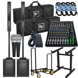 (2) Electro-Voice Evolve 50M Powered Speaker (Top Cover Included), Rock-N-Roller R2RT, Mackie ProFX12V3, (4) XLR Cables, (2) PG48 Mic, Furman (SS6B), Mixer Stand RXS20 Bundle (2) Electro-Voice Evolve 50M Powered Speaker (Top Cover Included), Rock-N-Roller R2RT, Mackie ProFX12V3, (4) XLR Cables, (2) PG48 Mic, Furman (SS6B), Mixer Stand RXS20 Bundle