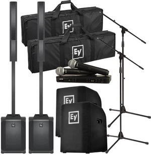 (2) Electro-Voice Evolve 50M Powered Speaker (Top Cover Included), (2) EVOLVE50-SUBCVR, (2) Mic Stands, BLX288/PG58 Bundle (2) Electro-Voice Evolve 50M Powered Speaker (Top Cover Included), (2) EVOLVE50-SUBCVR, (2) Mic Stands, BLX288/PG58 Bundle