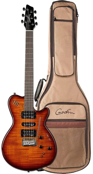 Godin (028672) xtSA Light Burst Flame Electric Guitar with Gig Bag Godin (028672) xtSA Light Burst Flame Electric Guitar with Gig Bag