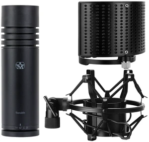 Aston Mic Stealth Cardioid Active Dynamic Broadcast, Moukey Mic Shock Mount with Metal Pop Filter Bundle Aston Mic Stealth Cardioid Active Dynamic Broadcast, Moukey Mic Shock Mount with Metal Pop Filter Bundle