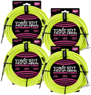 (4) Ernie Ball (P06085) Braided Straight to Right Angle Instrument Cable- 18 foot Neon Yellow Bundle (4) Ernie Ball (P06085) Braided Straight to Right Angle Instrument Cable- 18 foot Neon Yellow Bundle