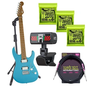 Charvel Pro-Mod DK24 HH 2PT Electric Guitar Matte Blue Frost, (3) Ernie Ball 2221 strings, ErnieBall Cable, KLIQ TinyTuner, Guitto Guitar Stand Bundle Charvel Pro-Mod DK24 HH 2PT Electric Guitar Matte Blue Frost, (3) Ernie Ball 2221 strings, ErnieBall Cable, KLIQ TinyTuner, Guitto Guitar Stand Bundle