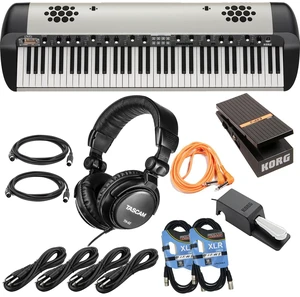 Korg SV-2SP 73-Key Stage Piano w/ Speakers (Creme) (Korg DS-2H Included), Korg EXP-2 Pedal, (4) 1/4 Cables, (2) Midi Cables, (2) XLR Cables, Tascam TH02 Bundle Korg SV-2SP 73-Key Stage Piano w/ Speakers (Creme) (Korg DS-2H Included), Korg EXP-2 Pedal, (4) 1/4 Cables, (2) Midi Cables, (2) XLR Cables, Tascam TH02 Bundle