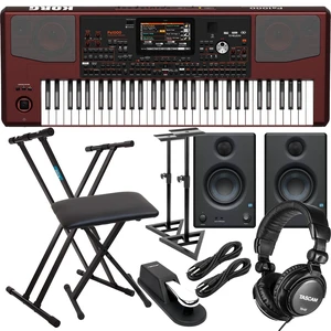 Korg Pa1000 61-Key Professional Arranger with Speakers, Keyboard Stand, Bench, Presonus Eris3.5, Monitors Stands, Sustain Pedal, Tascam TH02, (2) 1/4 Cables Bundle Korg Pa1000 61-Key Professional Arranger with Speakers, Keyboard Stand, Bench, Presonus Eris3.5, Monitors Stands, Sustain Pedal, Tascam TH02, (2) 1/4 Cables Bundle