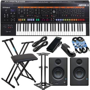 Roland JUPITER-X Synthesizer, Presonus Eris3.5 Monitors, Monitor Stands, Keyboard Stand, Bench, Sustain Pedal, Nektar NX-P, (2) 1/4 Cables, (2) XLR Cables Bundle Roland JUPITER-X Synthesizer, Presonus Eris3.5 Monitors, Monitor Stands, Keyboard Stand, Bench, Sustain Pedal, Nektar NX-P, (2) 1/4 Cables, (2) XLR Cables Bundle