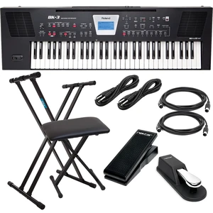 Roland BK-3 Backing Keyboard (Black), Keyboard Stand, Bench, Sustain Pedal, Nektar NX-P, (2) 1/4 Cables, (2) Midi Cables Bundle Roland BK-3 Backing Keyboard (Black), Keyboard Stand, Bench, Sustain Pedal, Nektar NX-P, (2) 1/4 Cables, (2) Midi Cables Bundle