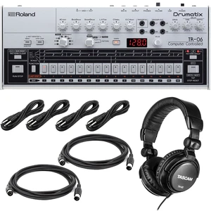 ROLAND BOUTIQUE TR-06 DRUMATIX, Tascam TH02, (4) 1/4 Cables, (2) Midi Cables Bundle ROLAND BOUTIQUE TR-06 DRUMATIX, Tascam TH02, (4) 1/4 Cables, (2) Midi Cables Bundle
