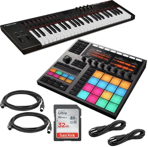 Native Instruments MASCHINE Plus, Nektar Impact LX49, (2) Midi Cables, (2) 1/4 Cables, 32GB SD Card Bundle Native Instruments MASCHINE Plus, Nektar Impact LX49, (2) Midi Cables, (2) 1/4 Cables, 32GB SD Card Bundle