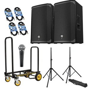 (2) EV EKX-12P Powered Speaker, Rock-N-Roller R2RT, SM58 Mic, Speaker Stands, (4) XLR Cables Bundle (2) EV EKX-12P Powered Speaker, Rock-N-Roller R2RT, SM58 Mic, Speaker Stands, (4) XLR Cables Bundle