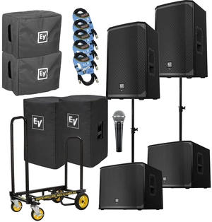 (2) EV EKX-12P Powered Speaker, (2) EV EKX-15SP Sub, (2) EKX12 Cover, (2) EKX15SP Cover, Rock-N-Roller R2RT, SM58 Mic, (2) Poles, (5) XLR Cables Bundle (2) EV EKX-12P Powered Speaker, (2) EV EKX-15SP Sub, (2) EKX12 Cover, (2) EKX15SP Cover, Rock-N-Roller R2RT, SM58 Mic, (2) Poles, (5) XLR Cables Bundle