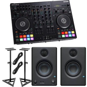 Roland DJ-707M 4-Channel DJ Controller, Presonus Eris3.5 Monitors, Monitor Stands, (2) 1/4 Cables Bundle Roland DJ-707M 4-Channel DJ Controller, Presonus Eris3.5 Monitors, Monitor Stands, (2) 1/4 Cables Bundle