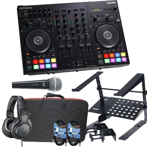 Roland DJ-707M 4-Channel DJ Controller, ProX XB-DJCS Bag, Laptop Stand, SV100 Mic, AT ATHM20X, (2) XLR Cables Bundle Roland DJ-707M 4-Channel DJ Controller, ProX XB-DJCS Bag, Laptop Stand, SV100 Mic, AT ATHM20X, (2) XLR Cables Bundle