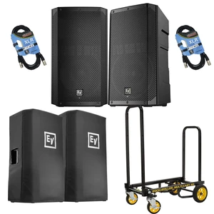 (2) Electro-Voice ELX200-12P, (2) ELX200-12P Covers, (1) Rock-N-Roller Cart, (2) XLR Cables Bundle (2) Electro-Voice ELX200-12P, (2) ELX200-12P Covers, (1) Rock-N-Roller Cart, (2) XLR Cables Bundle