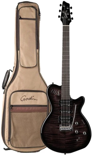 Godin 025503 xtSA Trans Black Flame 6 string Electric Guitar with Case Godin 025503 xtSA Trans Black Flame 6 string Electric Guitar with Case