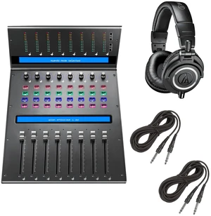 Icon Pro Audio QCon Pro XS Controller + Audio-Technica ATH-M50x Monitor Headphones (Black) and Cables. Icon Pro Audio QCon Pro XS Controller + Audio-Technica ATH-M50x Monitor Headphones (Black) and Cables.