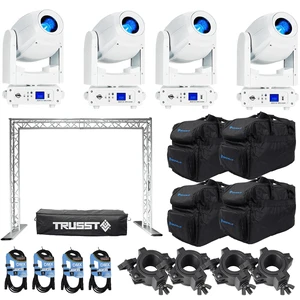 (4) American DJ Focus Spot 4Z Pearl 200W LED Moving Head Spot Fixtures with Chauvet Trusst QT-GOAL POST KIT Mobile DJ Portable Lighting Truss System Package (4) American DJ Focus Spot 4Z Pearl 200W LED Moving Head Spot Fixtures with Chauvet Trusst QT-GOAL POST KIT Mobile DJ Portable Lighting Truss System Package