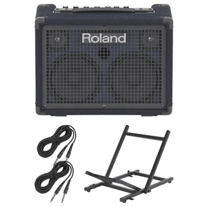 Roland KC-220 Battery Powered Stereo Keyboard Amplifier + On-Stage RS4000 Folding Guitar Amplifier Stand and Cables. Roland KC-220 Battery Powered Stereo Keyboard Amplifier + On-Stage RS4000 Folding Guitar Amplifier Stand and Cables.