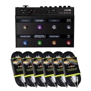 Line 6 HX Effects Multi-Effects Pedalboard for Electric Guitars and (6) Accenta ACC-2010 1/4" Instrument Cable, 10'/3 Meters Line 6 HX Effects Multi-Effects Pedalboard for Electric Guitars and (6) Accenta ACC-2010 1/4" Instrument Cable, 10'/3 Meters