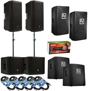 Electro-Voice ZLX-12BT 12" (Pair) Powered Speaker & (Pair) ELX200-12SP 12" Subwoofer + Mics + Covers + Cables Electro-Voice ZLX-12BT 12" (Pair) Powered Speaker & (Pair) ELX200-12SP 12" Subwoofer + Mics + Covers + Cables