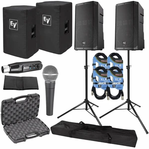 (2) Electro-Voice ELX200-12P 12" 2-Way Powered Speakers with Blue Cables & Microphone Package (2) Electro-Voice ELX200-12P 12" 2-Way Powered Speakers with Blue Cables & Microphone Package