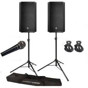Electro-Voice ELX200-12P 12" 2-Way Powered Speakers & Speaker Stand (Pair) + XLR to XLR Cables and Microphone Package. Electro-Voice ELX200-12P 12" 2-Way Powered Speakers & Speaker Stand (Pair) + XLR to XLR Cables and Microphone Package.