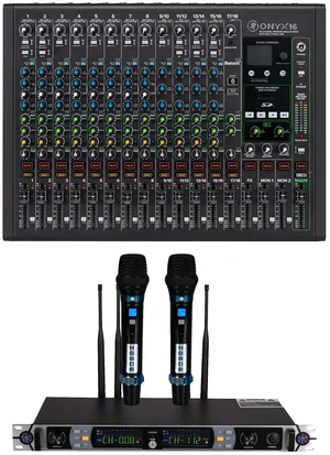 Mackie Onyx16 16-channel Analog Mixer, PSG AUDIO UGX20II Dual Wireless Mic Bundle Mackie Onyx16 16-channel Analog Mixer, PSG AUDIO UGX20II Dual Wireless Mic Bundle