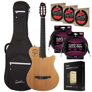 Godin (049479) MultiAc Grand Concert Deluxe - Natural, (3) D'Addario EJ45, Humidipak, (2) ErnieBall Cables Bundle Godin (049479) MultiAc Grand Concert Deluxe - Natural, (3) D'Addario EJ45, Humidipak, (2) ErnieBall Cables Bundle