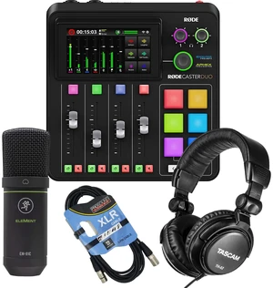 Rode RodeCaster Duo Streaming Mixer, Mackie EM-91C, Tascam TH02, XLR Cable Bundle Rode RodeCaster Duo Streaming Mixer, Mackie EM-91C, Tascam TH02, XLR Cable Bundle