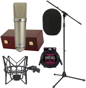 Neumann U 87 Ai Large-diaphragm Condenser Mic (Nickel), Neumann WS87 Windscreen, Boseen Mic Shock Mount, ErnieBall XLR Cable, Mic Stand Bundle Neumann U 87 Ai Large-diaphragm Condenser Mic (Nickel), Neumann WS87 Windscreen, Boseen Mic Shock Mount, ErnieBall XLR Cable, Mic Stand Bundle