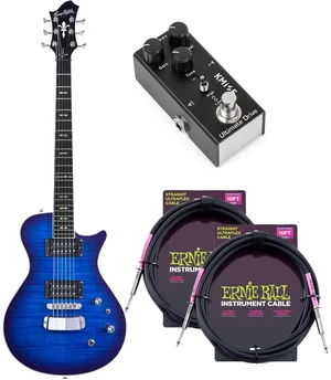 Hagstrom ULSWE-WDM Ultra Slim Swede 6 String Electric Guitar Worn Denim, lotmusic Electric Guitar Effects, (2) ErnieBall Cable Bundle Hagstrom ULSWE-WDM Ultra Slim Swede 6 String Electric Guitar Worn Denim, lotmusic Electric Guitar Effects, (2) ErnieBall Cable Bundle