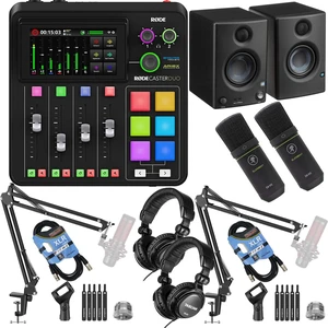 Rode RodeCaster Duo Streaming Mixer, (2) Mackie EM-91C, Presonus Eris3.5, (2) Tascam TH02, (2) Mic BoomArm, (2) XLR Cables Bundle Rode RodeCaster Duo Streaming Mixer, (2) Mackie EM-91C, Presonus Eris3.5, (2) Tascam TH02, (2) Mic BoomArm, (2) XLR Cables Bundle