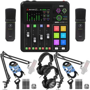 Rode RodeCaster Duo Streaming Mixer, (2) Mackie EM-91C, (2) Tascam TH02, (2) Mic Boom Arm, (2) XLR Cables Bundle Rode RodeCaster Duo Streaming Mixer, (2) Mackie EM-91C, (2) Tascam TH02, (2) Mic Boom Arm, (2) XLR Cables Bundle