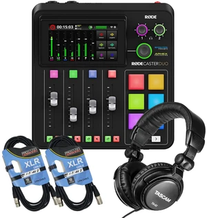 Rode RodeCaster Duo Streaming Mixer, Tascam TH02, (2) XLR Cables Bundle Rode RodeCaster Duo Streaming Mixer, Tascam TH02, (2) XLR Cables Bundle