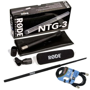 Rode NTG3 Precision RF-Biased Shotgun Microphone (Silver), Rode Micro Boompole, XLR Cable Bundle Rode NTG3 Precision RF-Biased Shotgun Microphone (Silver), Rode Micro Boompole, XLR Cable Bundle