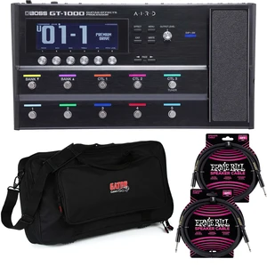 BOSS GT-1000 Guitar Effects Processor, Gator GK-2110, (2) ErnieBall Cables Bundle BOSS GT-1000 Guitar Effects Processor, Gator GK-2110, (2) ErnieBall Cables Bundle
