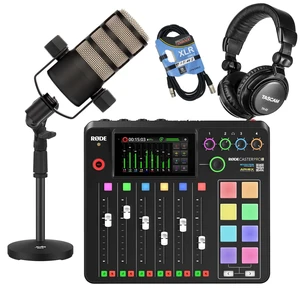 Rode RODECaster Pro II Studio, Rode PodMic, Desk Stand, XLR Cable, Tascam TH-02 Bundle Rode RODECaster Pro II Studio, Rode PodMic, Desk Stand, XLR Cable, Tascam TH-02 Bundle