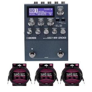 Boss IR-200 Amp and IR Cabinet Pedal, (3) ErnieBall Cables Bundle Boss IR-200 Amp and IR Cabinet Pedal, (3) ErnieBall Cables Bundle
